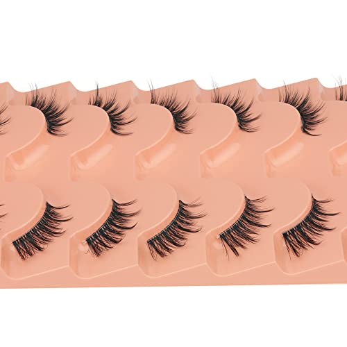 False Eyelashes Natural Half Lashes Wispy Manga Lashes C Curl Light Fake Eyelashes 7 Pairs Clear Band Pestañas Postizas by TOOCHUNAG