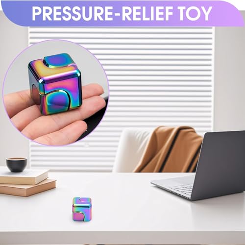 Image of Fidget Toys for Adults, Stress Relief Toys Adults, Square Fidget Cube, Infinity Cube Fidget Toy, Portable Metal Fidget for Adults, Color