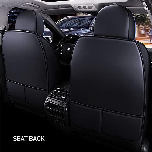 Pongchan Waterproof 5 Car Seat Covers For Jeep Compass 2007-2020, Premium Faux Leather Automotive Front And Back Seat Protectors Compatible With Airbag Black & Blue Line #TOP2