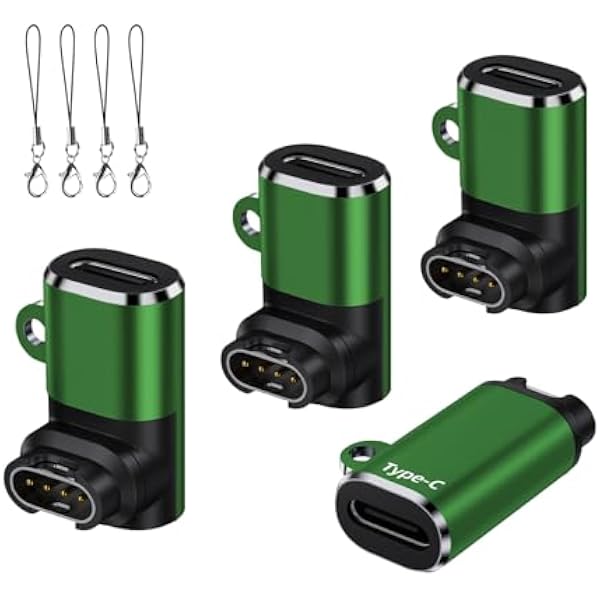 USB-C kabel do ładowania adapter do zegarka Garmin Watch 4 szt., kątowy adapter do ładowania typu C do Garmin Fenix 8 MicroLED 7 6, Vivoactive 5/4S, Venu 3S/2S/SQ, Forerunner 165/965/955/945/265/55/45