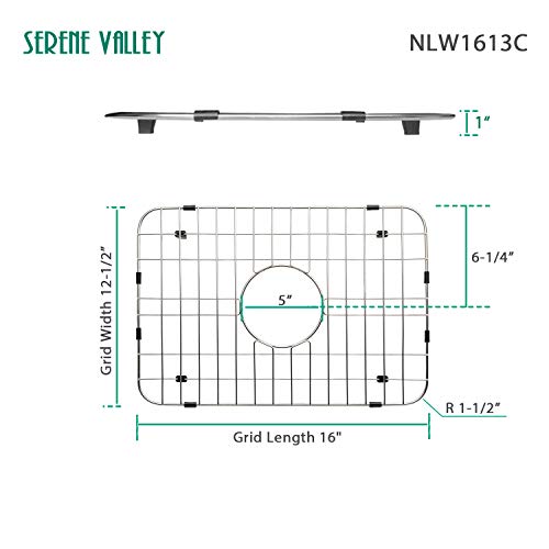 Serene Valley Sink Grid 16" X 12-1/2", Centered Drain with Corner Radius 1-1/2", NLW1613C by Serene Valley - Image 2