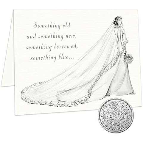 Old Sixpence Coin and Wedding Card for Bride, Something Old, Something New, Something Borrowed, Something Blue, and a Sixpence for Her Shoe. (1954-1967) Cover