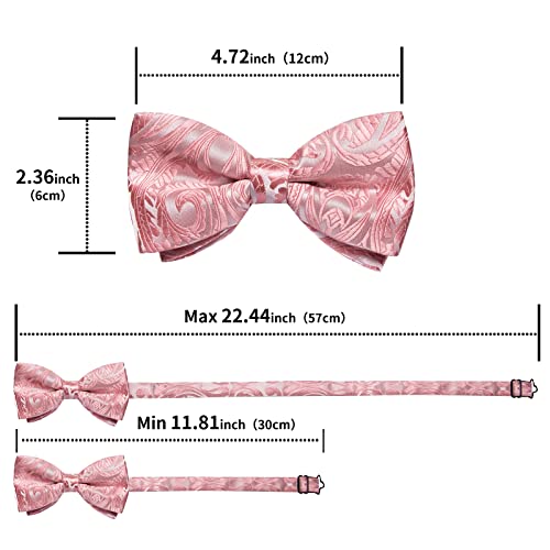 Image of DiBanGu Paisley Pre-Tied Bow Ties for Men Silk Adjustable Bowtie and Pocket Square Cufflinks for Wedding Party