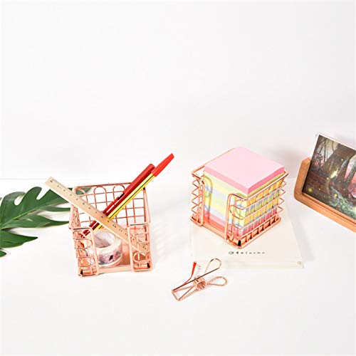 Sirmedal Rose Gold Self-Stick Note Pad Holder Memo Note Cube Holders For Office Home Schools Desk Supplies #TOP6