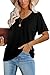 T Shirts for Women V Neck Summer Short Sleeve Tops Black XXL