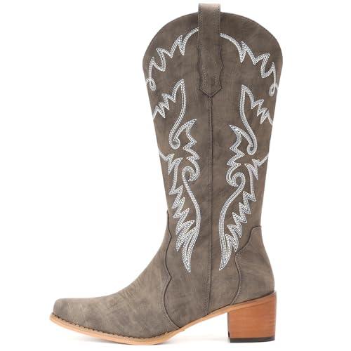 Image of IXU Cowboy Boots Women Pointy Toe Women's Mid Calf Western Cowgirl Boots | Casual Boots