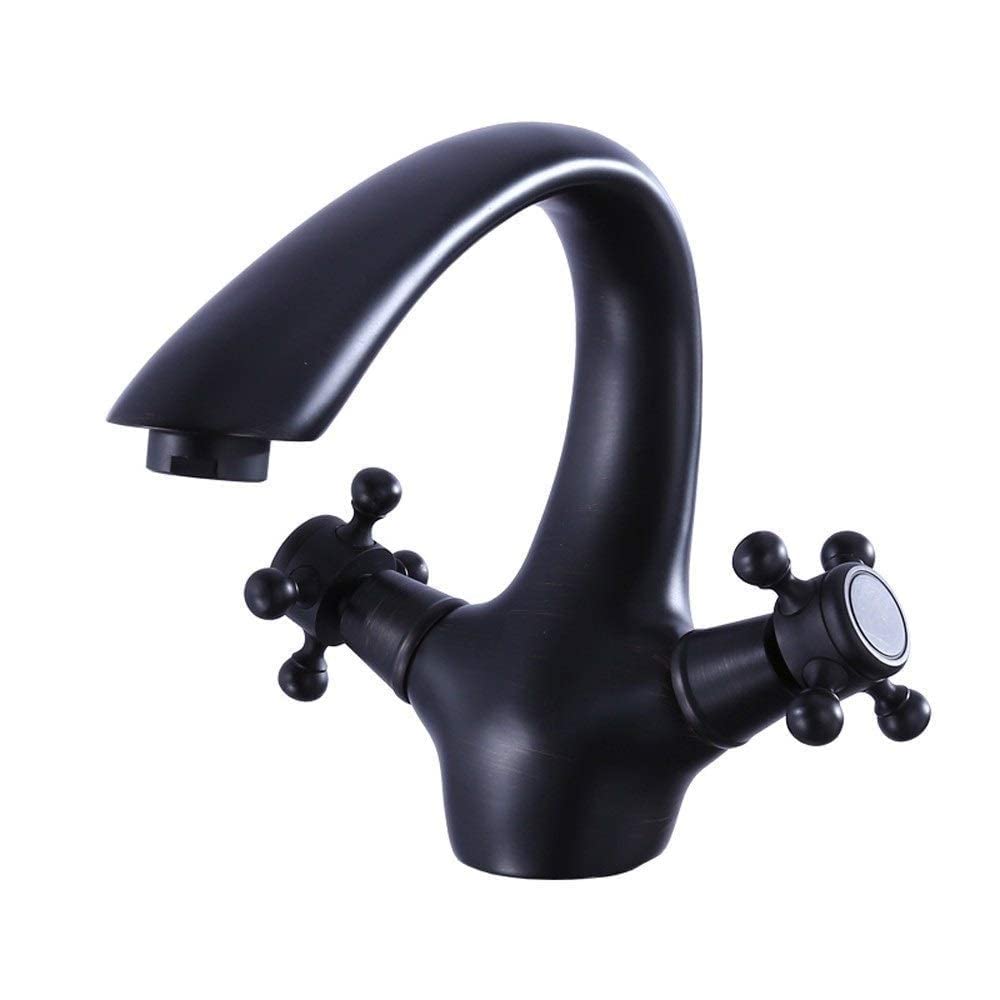 Grifos de agua caliente y fría de latón negro for baño y cocina