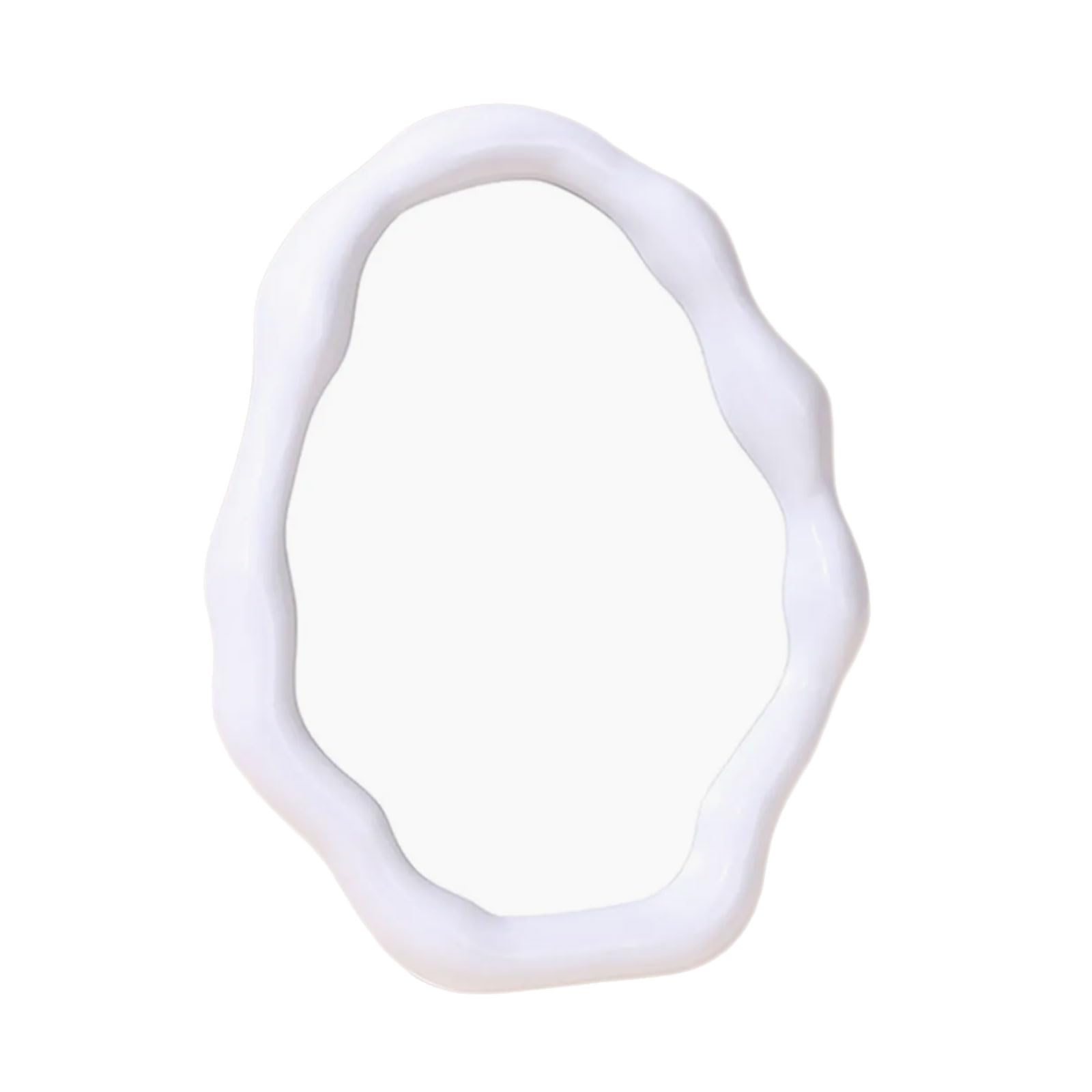 Tsophreniq Nordic Styles Irregular Oval Shape Vanity Mirrored for Tabletop and Wall Hanging for Bedroom Bathroom or Dressingroom Decorative Desk Mirrored