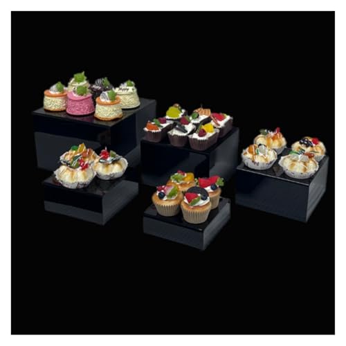 BOGAZY Tartas Juego de 6 expositores for Cupcakes, Pasteles y postres apilables Expositor Soporte(Black)
