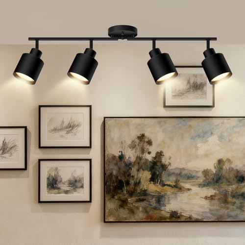 4-Light Led Track Lighting,Black Ceiling Lighting Fixtures,Wall Sconces Ceiling Spotlight with Foldable Light Arms for Kitchen, Closet, Bedroom,GU10 Socket, Bulbs Not Included by BoostArea - Image 9