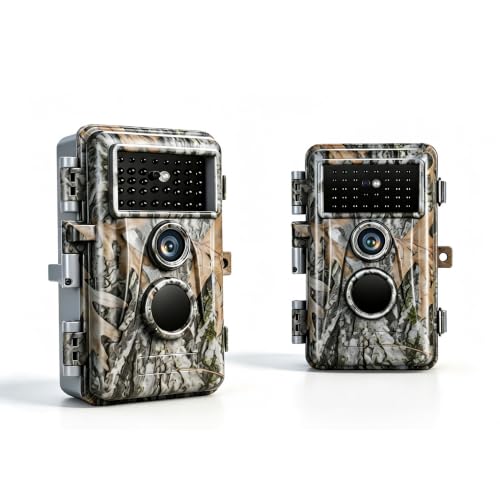 BLAZEVIDEO 2-Pack Trail Camera 64MP 1296P Video, 940nm No-Glow Night Vision, 0.3s Trigger Motion Activated, 110° Wide-Angle IP66 Waterproof Game Cam for Outdoor Wildlife Monitoring & Yard Security