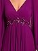 Ever-Pretty Women's V Neck Long Lantern Sleeves Floor Length Ruched Chiffon A-Line Formal Evening Dress Fuchsia US14
