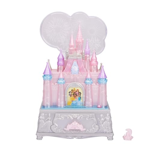 Disney Princess Jewelry Box for Girls Princess Castle Keepsake Jewelry Box with Music & Firework-Like Light Show, Plays Song &ldquo;A Dream Is a Wish Your Heart Makes&rdquo;
