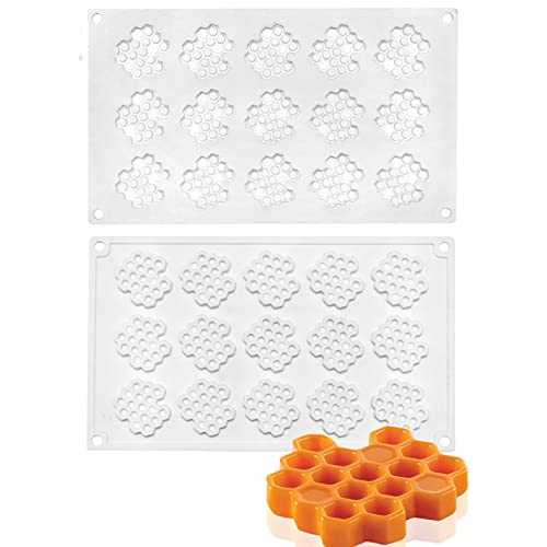 DD-life 2 Pcs 15 Cavity Honeycomb Bee Silicone Fondant Mold