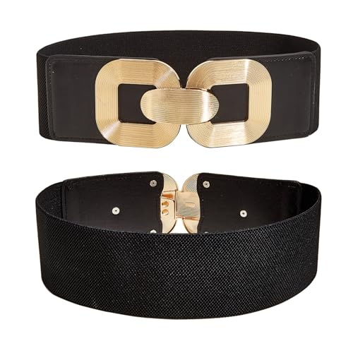 Elegant Waist Belts for Jeans Pants Oversize Buckle Wide Belt Girls Body Jewelry Stretchy Waist Chain Black, 68cm long4