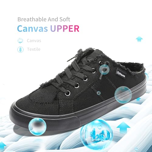 Image of Obtaom Women Canvas Mules Memory Foam Clipper Fashion Sneakers Comfortable Slip-On Mule Backless Holiday Shoes