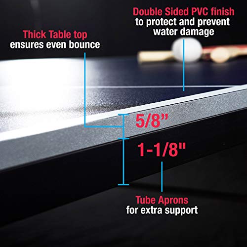 MD Sports Table Tennis Set, Regulation Ping Pong Table with Net, Paddles and Balls (8 Pieces) - Blue and White