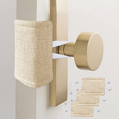 Image of Door Latch Covers Door Cushion, Door Cushion Noise Reducing for Babies Light Sleepers No Slamming Durable Material - 4x3 Inch, Wheat Beige, Pack-3