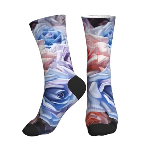Rose Flower Floral Print Mid-Tube Sports Socks Skin-Friendly, Comfortable, And Breathable For Sports And Daily Wear.
