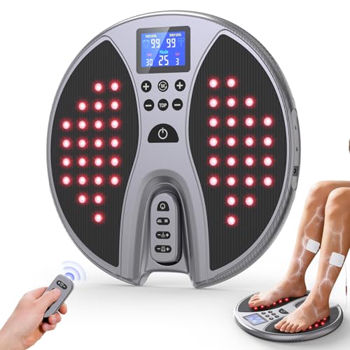 Durchblutungs-Stimulator FüßE Beine mit Rotlichttherapie, 25 Modi und 99 Intensitäten Elektrische FußMassagegeräte, Tragbares EMS Fußmassagegerät zur Verbessert die Durchblutung