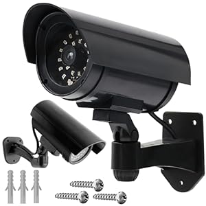 Retoo Dummy Kamera Attrappe Außen & Innen Mit Blinkender LED, Täuschend Echt, Wetterfest, Schwenkbar, Fake Überwachungskamera Für Haus, Büro, Garten, Wand & Decke, Drahtlos, Batteriebetrieben