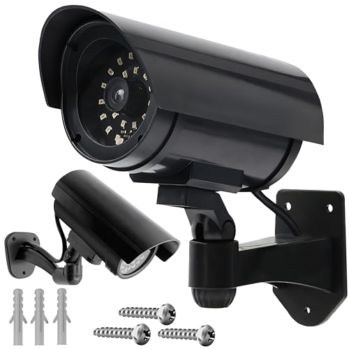 Retoo Dummy Kamera Attrappe Außen & Innen Mit Blinkender LED Täuschend Echt Wetterfest Schwenkbar Fake Überwachungskamera Für Haus Büro Garten Wand & Decke Drahtlos Batteriebetrieben