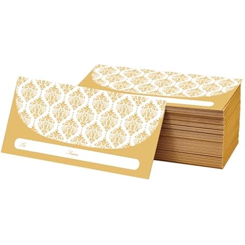 XXINMOH 100 Pack Gold Money Envelopes for Cash Gifts (7x3 Inch), Fancy Decorative Design Money Holder for Christmas, Birthday, Graduations, Weddings, Small Money Saving Envelopes, Bulk Value Pack Cover