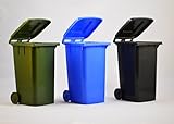 Set of 3 Toy Trash Cans - (Blue, Dark Grey, Green)