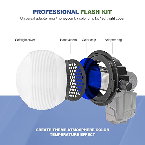 Photography Lighting Flash Diffuser Set, LENSGO Professional Flash Kit Flash Diffuser Modifier Bundle Diffusion Dome for All Square and Round Head Lights for Superior Light Control(D25) - Thumbnail 3
