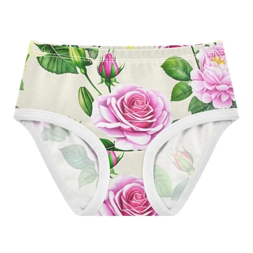 Realistic Pastel Colorful Roses Beige Toddler Underwear Custom 2t Cotton Panties Little Girl Florals Briefs Underpants