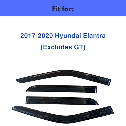 Image of IG Window Visors Fit for 2017-2020 Hyundai Elantra, Out-Channel Rain Guards Vent Wind Deflectors 4PC, Car Accessories for 17-20 Elantra (Excludes GT)