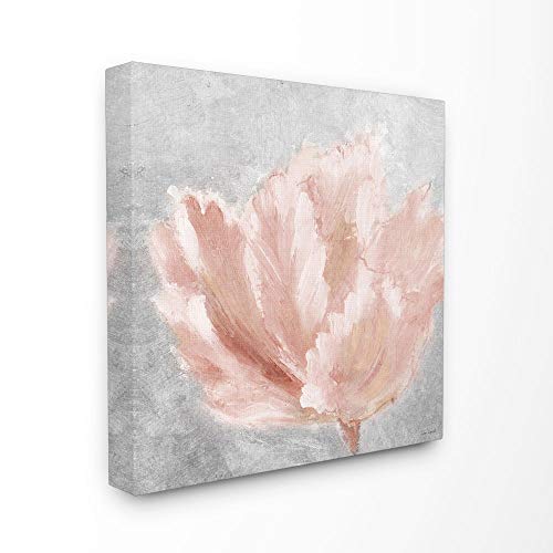 Stupell Industries Beautiful Large Flower Pink Grey Textured Painting Decorative Wall Hangings, 24 x 24, multi-color