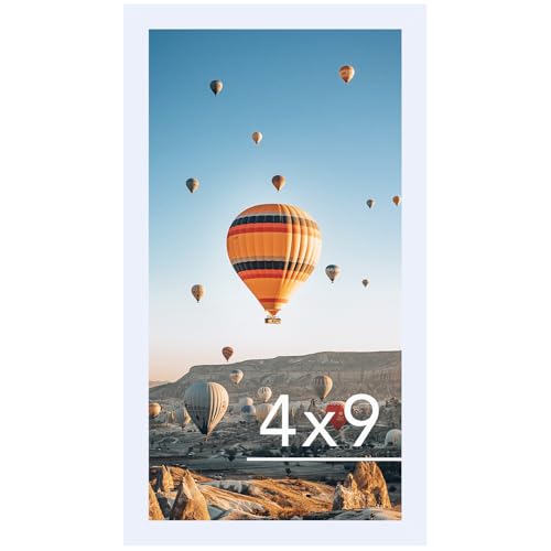 Image of JCJMY 4x9 Picture Frame White for Wall Hanging or Tabletop, Wall Mounting Horizontally or Vertically, 4 x 9 Wall Gallery Poster Photo Frame with Shatter Resistant Plexiglass,White