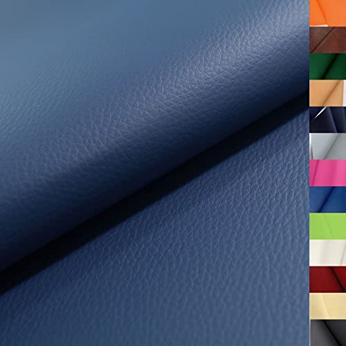 TOLKO Kunstleder Meterware | weiches Premium Lederimitat für Stuhl Bank Sessel Sofa Sitzbezug Bezugstoff in Rindsleder Optik 140cm breit Polsterstoff Polsterbezug Möbelstoff (Blau)