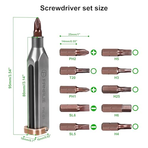 FANAUE Titanium EDC Multi Bit Screwdriver