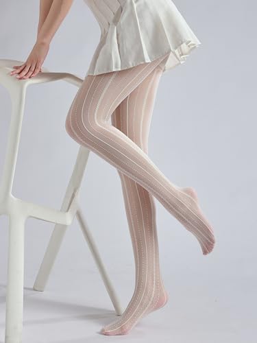 Image of Sahabowi Women Tights, Female Sheer High Waist Pantyhose, Vintage Control Top Stockings