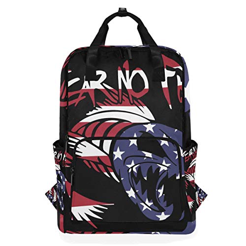 DEZIRO Bandera Americana Fear No Fish Casual Mochila Bolsa de Hombro