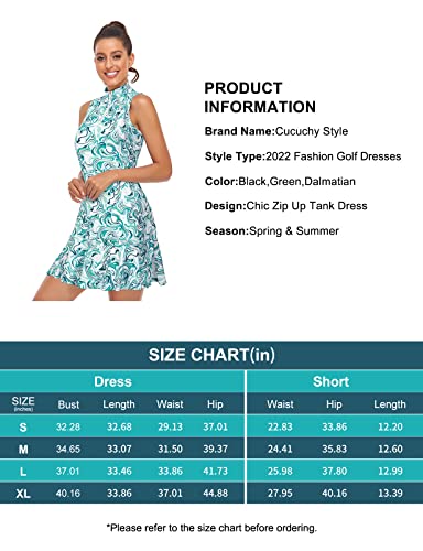 Polo Dresses For Women,Cucuchy Ladies Golf Apparel Zipper-Up Tennis Dress Summer Flowy Short Clothing Exercise Work Out Clothes Tie Dye Green Large #TOP5