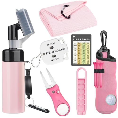 karamagic 7Pcs Golf Accessories Kit, Include Golf Club Cleaner Towel Ball Bag Divot Tool Score...