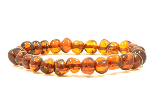 Ambra certificata Bracciale in Ambra elastico, fatto a mano, in autentica ambra baltica, 18 cm