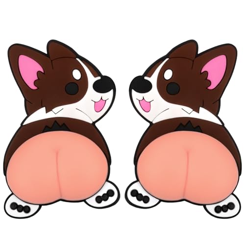 Car Door Anti Collision Protector Bumper Protector Sticker 2 Pcs PVC Cute Cartoon Stickers 3D Silicone Butt Anti Scratch Animal Funny Corgi Soft Car Body Decoration High Elasticity Protects The Paint