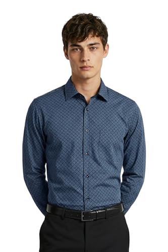 Image of Van Heusen Formal Shirt for Men | Cotton | Print | Slim Fit | Full Sleeves