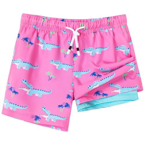 Image of SURF CUZ Boys Swim Trunks with Boxer Brief Liner Toddler Boy Stretch Swimsuit Shorts Quick Dry Swimming Trunks Bathing Suit