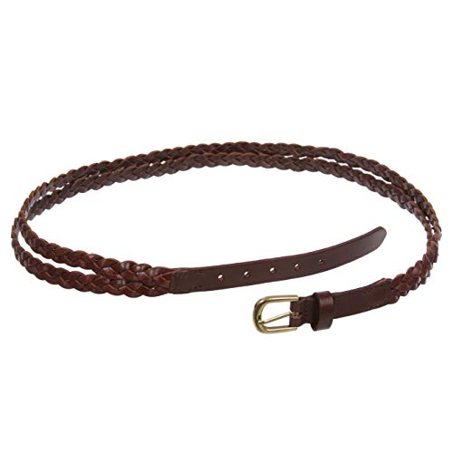 Women's Double Braided Skinny Leather Belt4