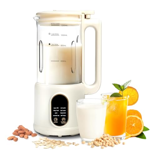 9 in 1 Nut Milk Maker Machine?40oz(1200ml) Automatic Soy Milk Maker Blender for Homemade Oat,Coconut,Plant-Based Milk and Non-Dairy Beverages with Delay Start/Keep Warm/Boil Water