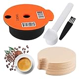 Coffee Capsule, Reusable Coffee Capsule with 100pcs Filter Paper Coffee Press Filter Refillable for Bosch Tassimo Coffee Machine Coffee Capsule Pods 180ml