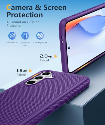 Image of FNTCASE for Samsung Galaxy S24-FE Case: Dual Layer Protective Heavy Duty Cell Phone Cover | Shockproof Rugged with Non-Slip Textured | Military Grade Drop Protection Bumper Tough (Purple)