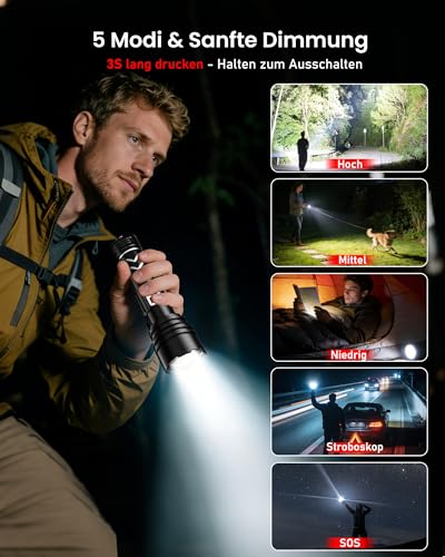 Shadowhawk Taschenlampe Led Aufladbar 1,000,000LM Extrem Hell, Zündfunktion – Ansicht 5