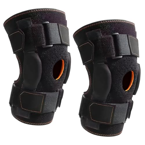 2 PCS Hinged Knee Brace Support for Men & Women, Knee Brace Support, Adjustable Open Patella with Parallel Straps & Dual Side Stabilizers, Comfort for Arthritis, Meniscus Tear, Ligament Injury