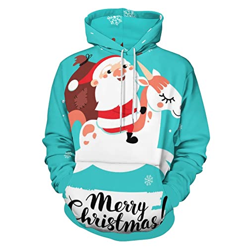 Sweat à capuche cheval de Noël pour adulte, sweat-shirt imprimé festif unisexe